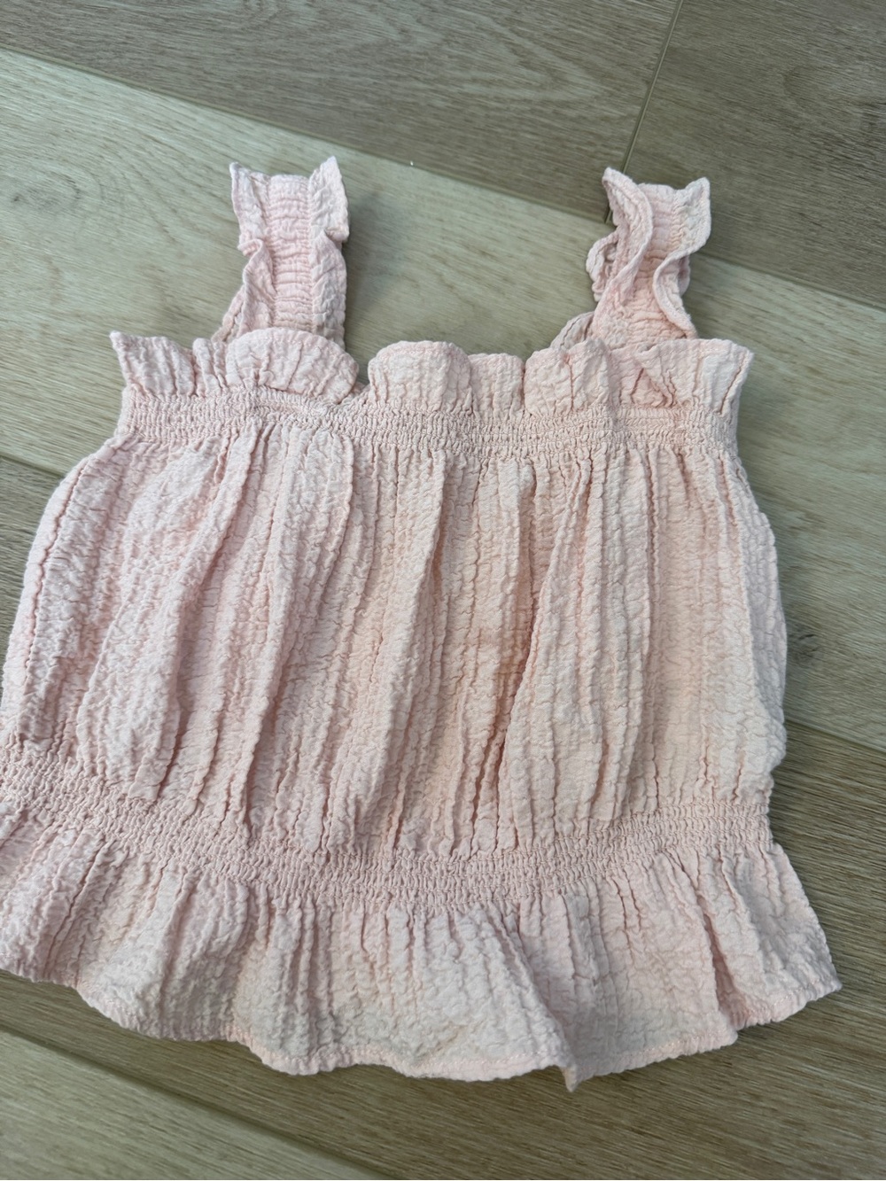 H&M Light Pink Ruffled Smocked Tank Top
